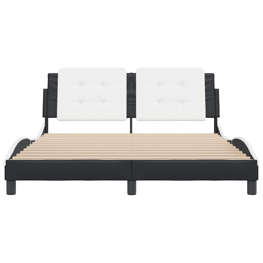 vidaXL Bedframe zonder matras "Zadar" kunstleer zwart en wit 160x200 cm, foto 4