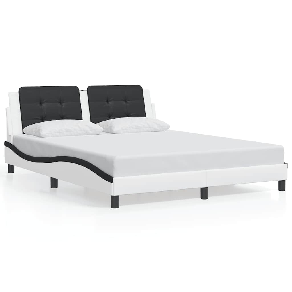 vidaXL Bedframe zonder matras "Zadar" kunstleer zwart en wit 160x200 cm, foto 3