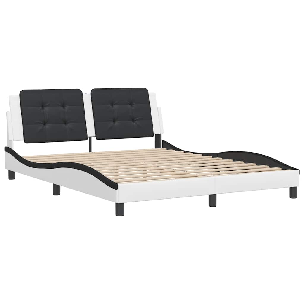 vidaXL Bedframe zonder matras "Zadar" kunstleer zwart en wit 160x200 cm, foto 2