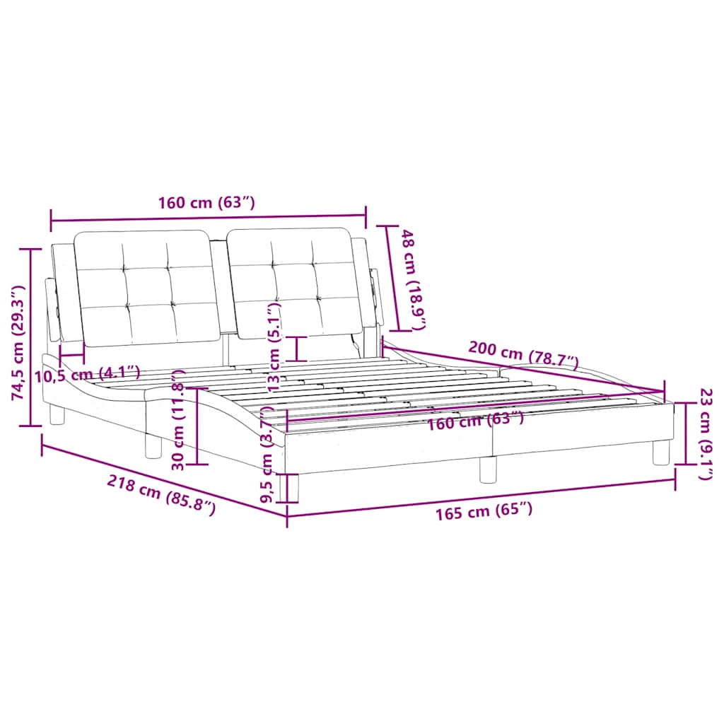 Rám postele bez matrace Zadar bílý a černý 160 x 200 cm umělá kůže - obrázek 13