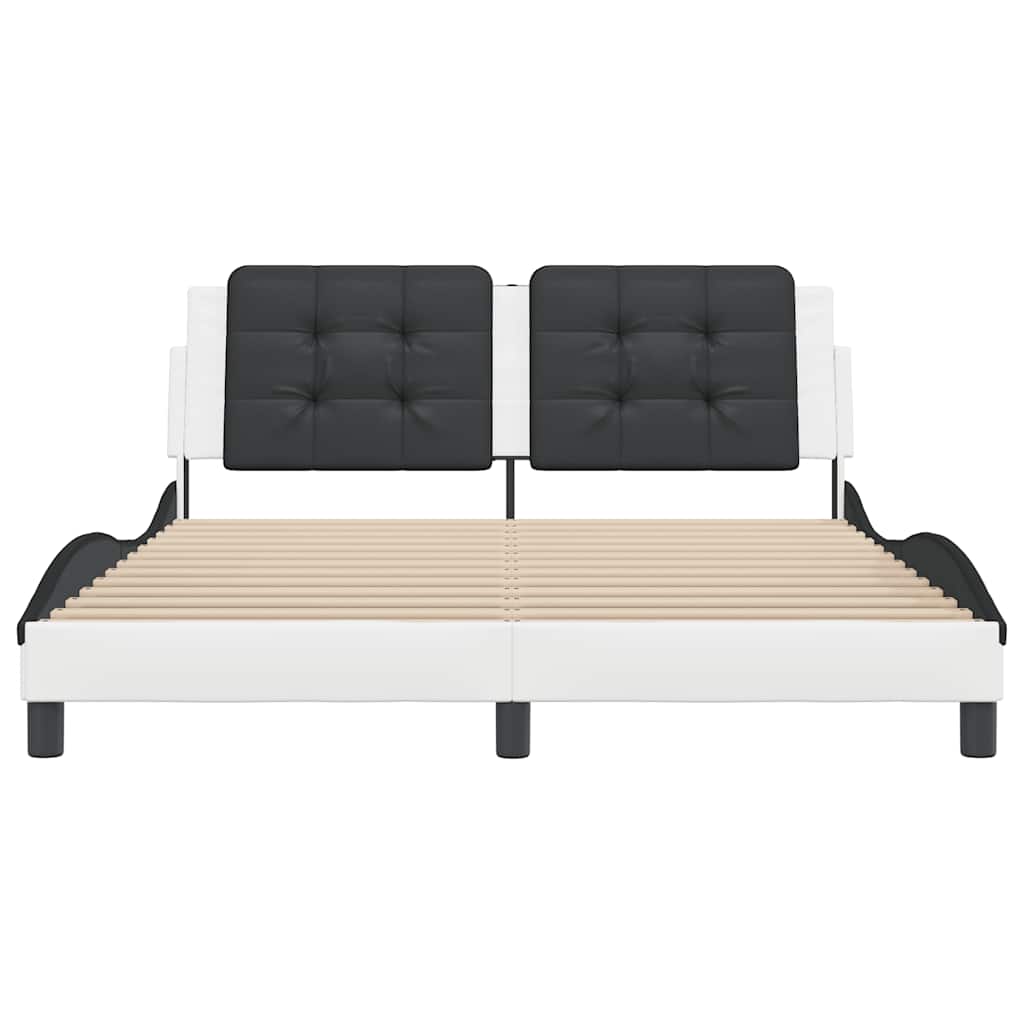 vidaXL Bedframe zonder matras "Zadar" kunstleer zwart en wit 160x200 cm, foto 4
