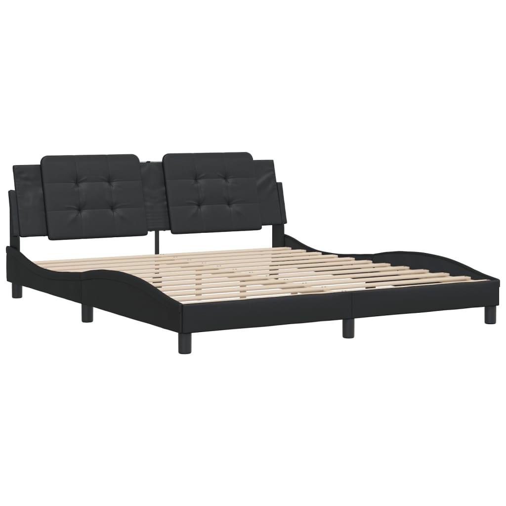 vidaXL Bedframe met hoofdbord kunstleer zwart 180x200 cm afbeelding