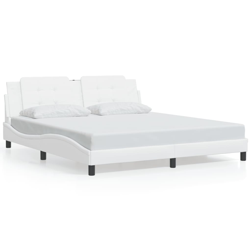 vidaXL Rám postele s čelem bílý 180x200 cm umělá kůže