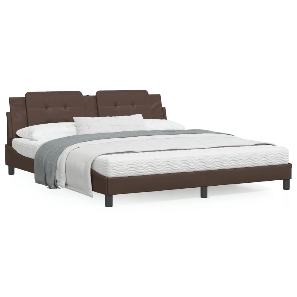 vidaXL Cadre de lit avec tête de lit marron 180x200 cm Similicuir