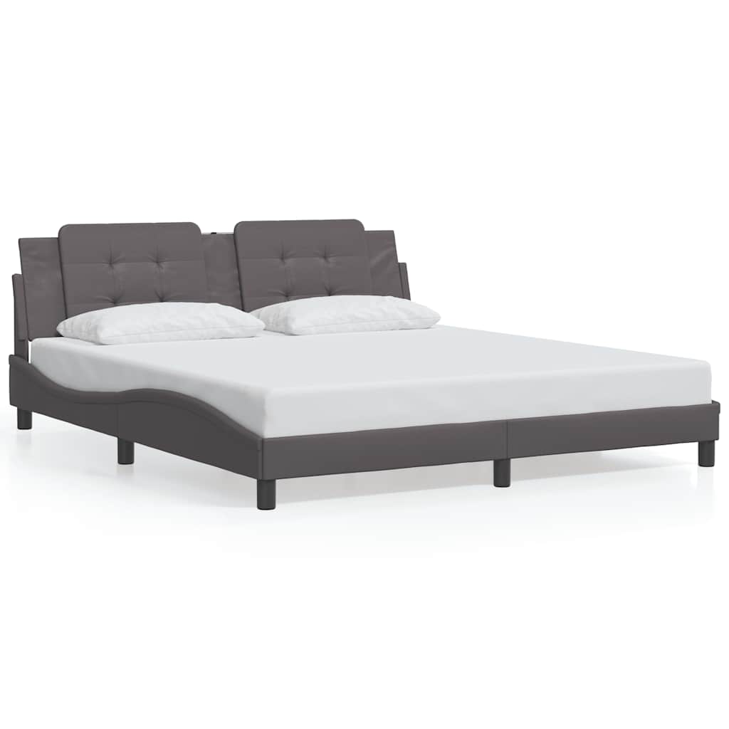 vidaXL Bedframe zonder matras "Zadar" kunstleer grijs 180x200 cm, foto 3