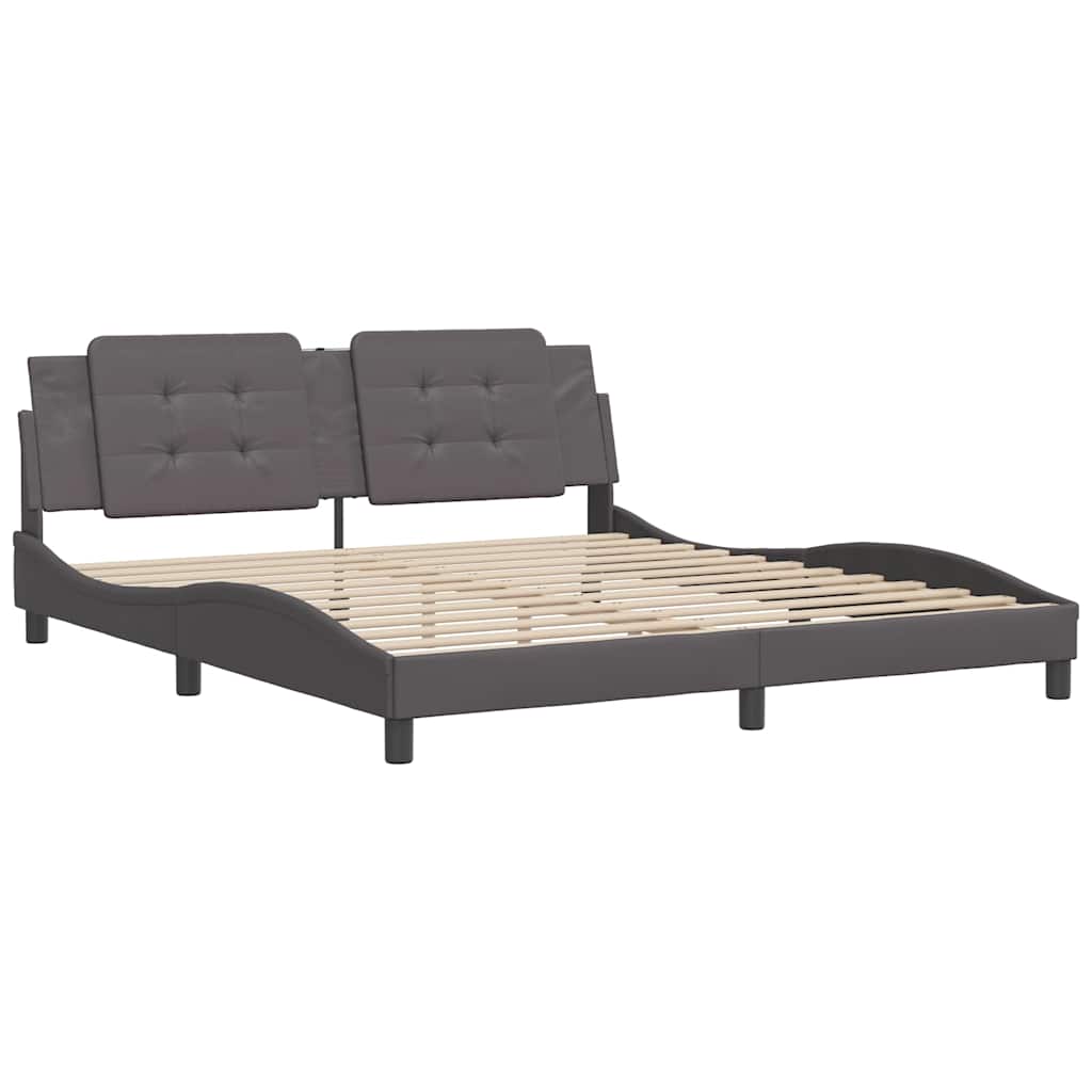 vidaXL Bedframe zonder matras "Zadar" kunstleer grijs 180x200 cm, foto 2