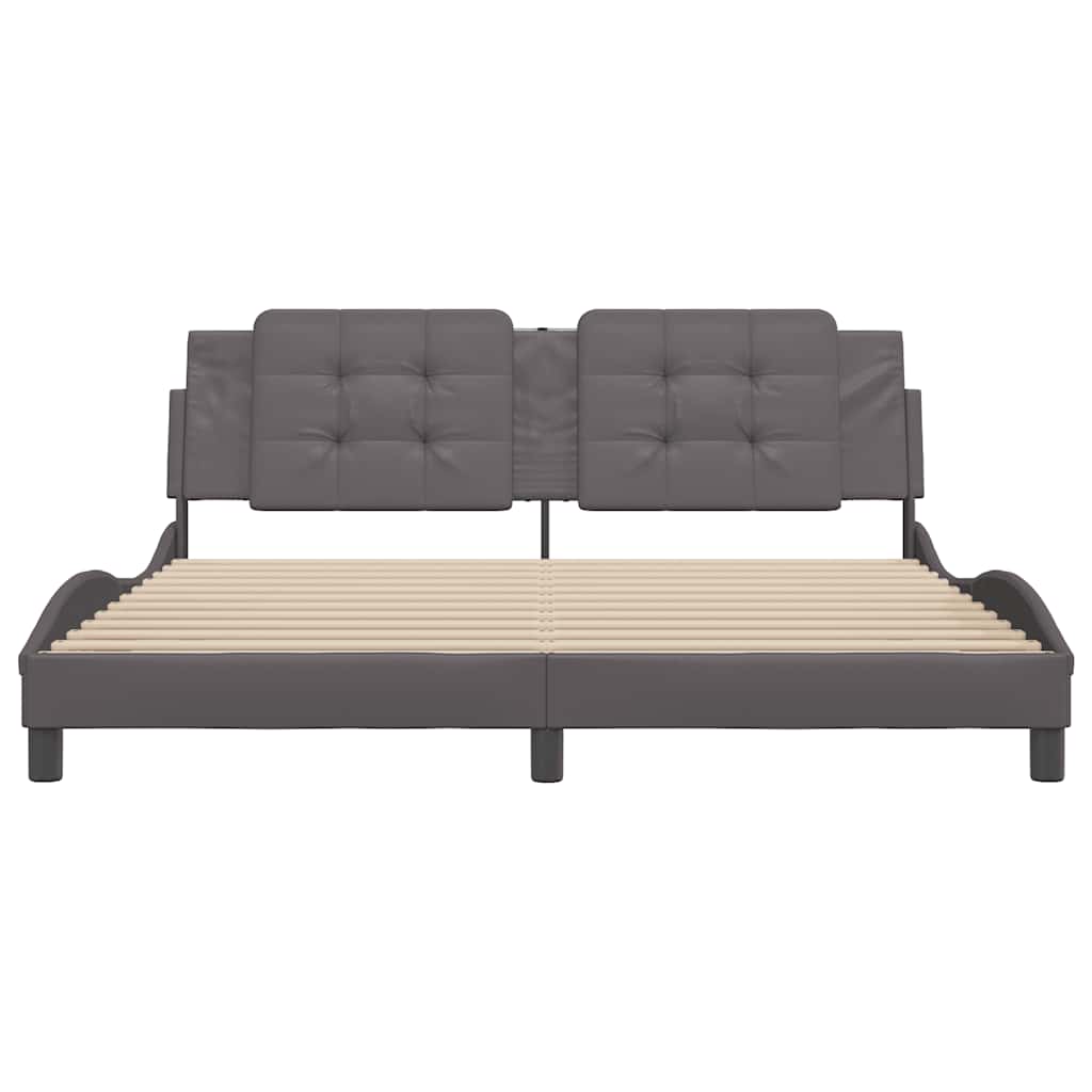 vidaXL Bedframe zonder matras "Zadar" kunstleer grijs 180x200 cm, foto 4