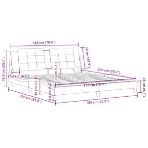 Rám postele bez matrace Zadar šedý 180x200 cm umělá kůže - obrázek 12