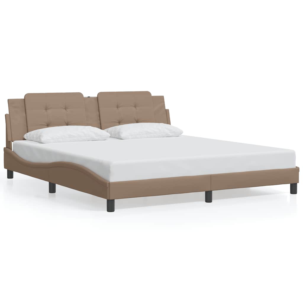 vidaXL Bedframe zonder matras "Zadar" kunstleer cappuccinokleurig 180x200 cm bruin, foto 3