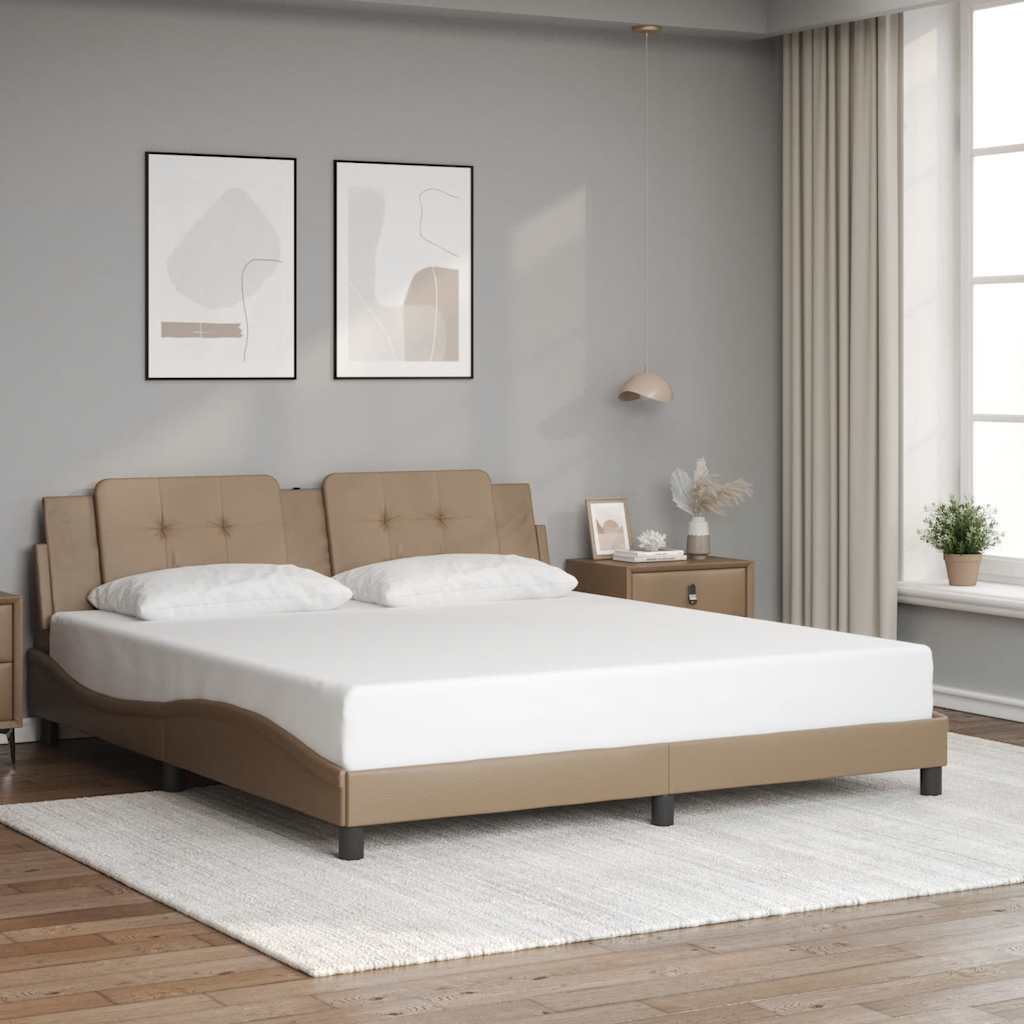 vidaXL sengeramme uden madras Zadar 180x200 cm kunstlæder cappuccinofarvet