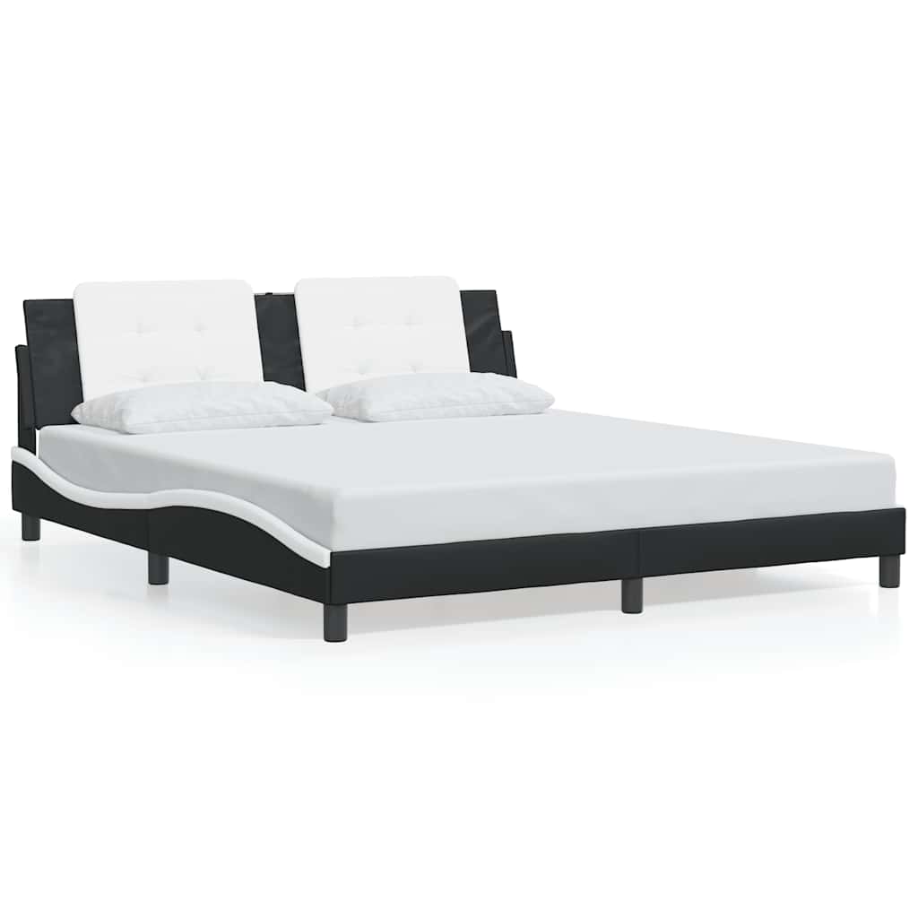E-shop vidaXL Rám postele bez matraca Zadar čierno-biely 180x200 cm umelá koža