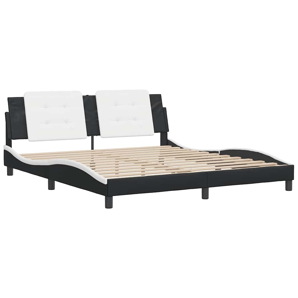 vidaXL Bedframe zonder matras "Zadar" kunstleer zwart en wit 180x200 cm, foto 2