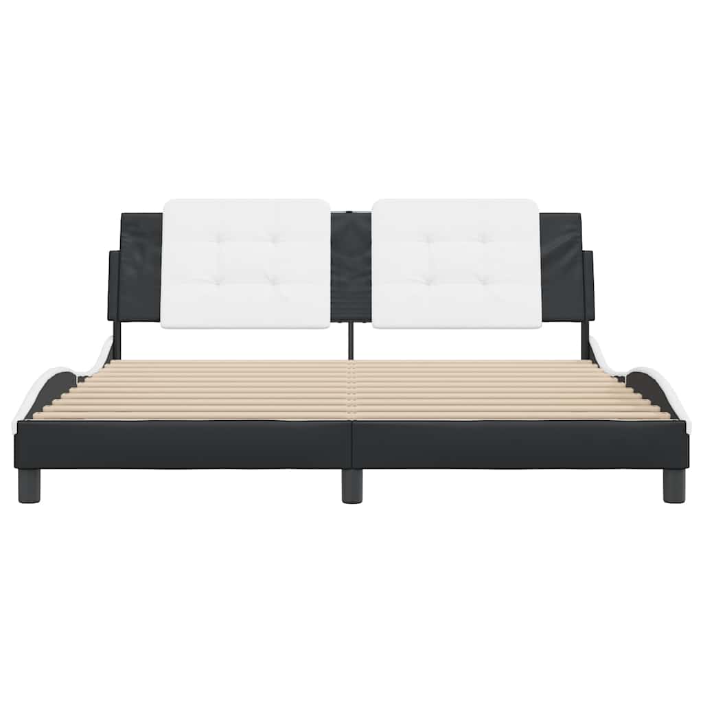 vidaXL Bedframe zonder matras "Zadar" kunstleer zwart en wit 180x200 cm, foto 4