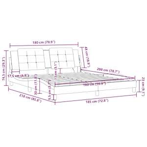 Rám postele bez matrace Zadar černý a bílý 180 x 200 cm umělá kůže - obrázek 13