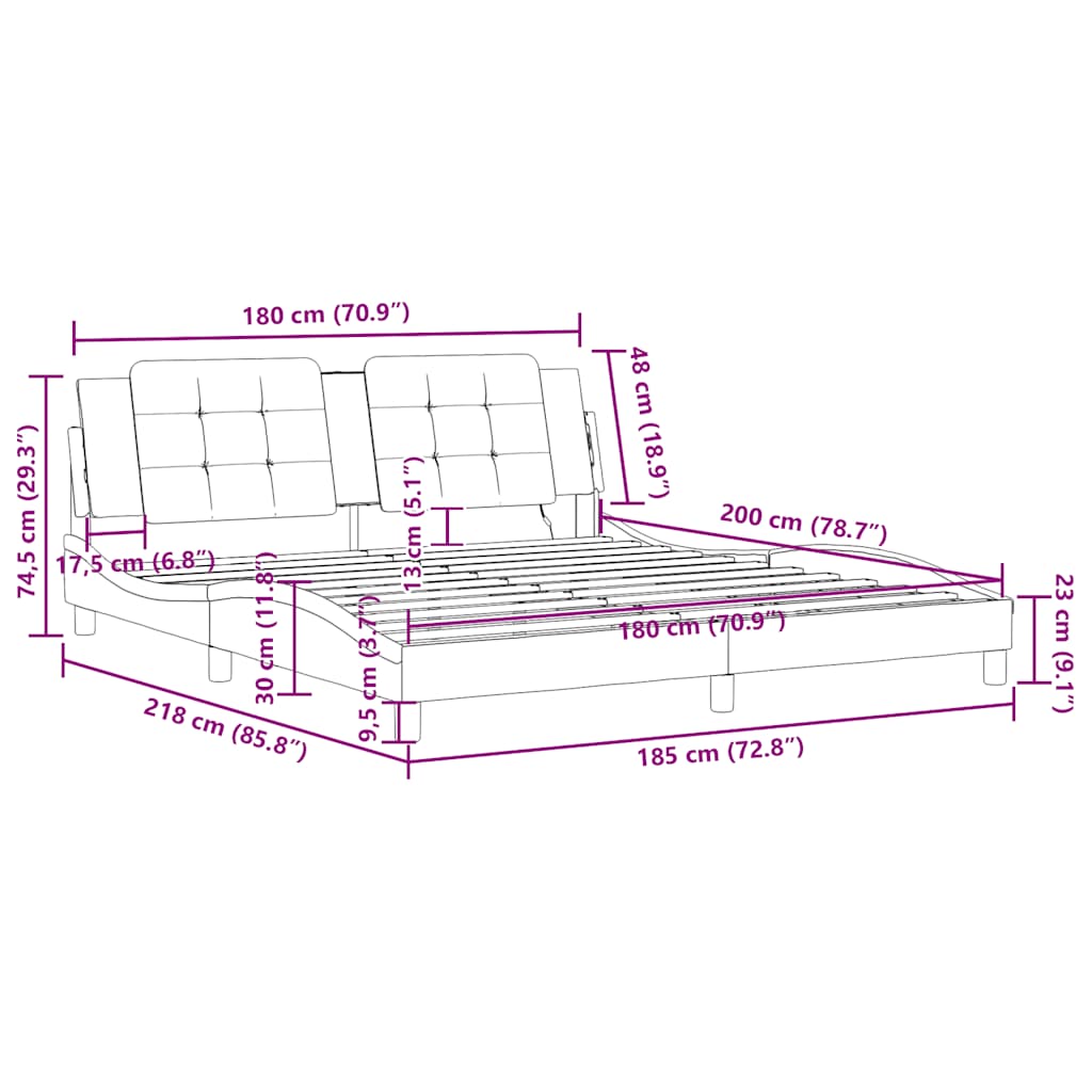Rám postele bez matrace Zadar bílý a černý 180 x 200 cm umělá kůže - obrázek 13