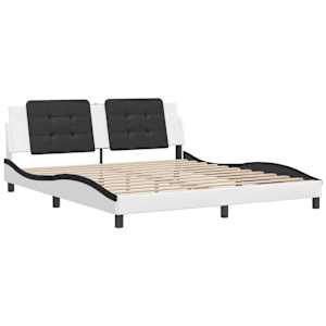 Rám postele bez matrace Zadar bílý a černý 180 x 200 cm umělá kůže - obrázek 3