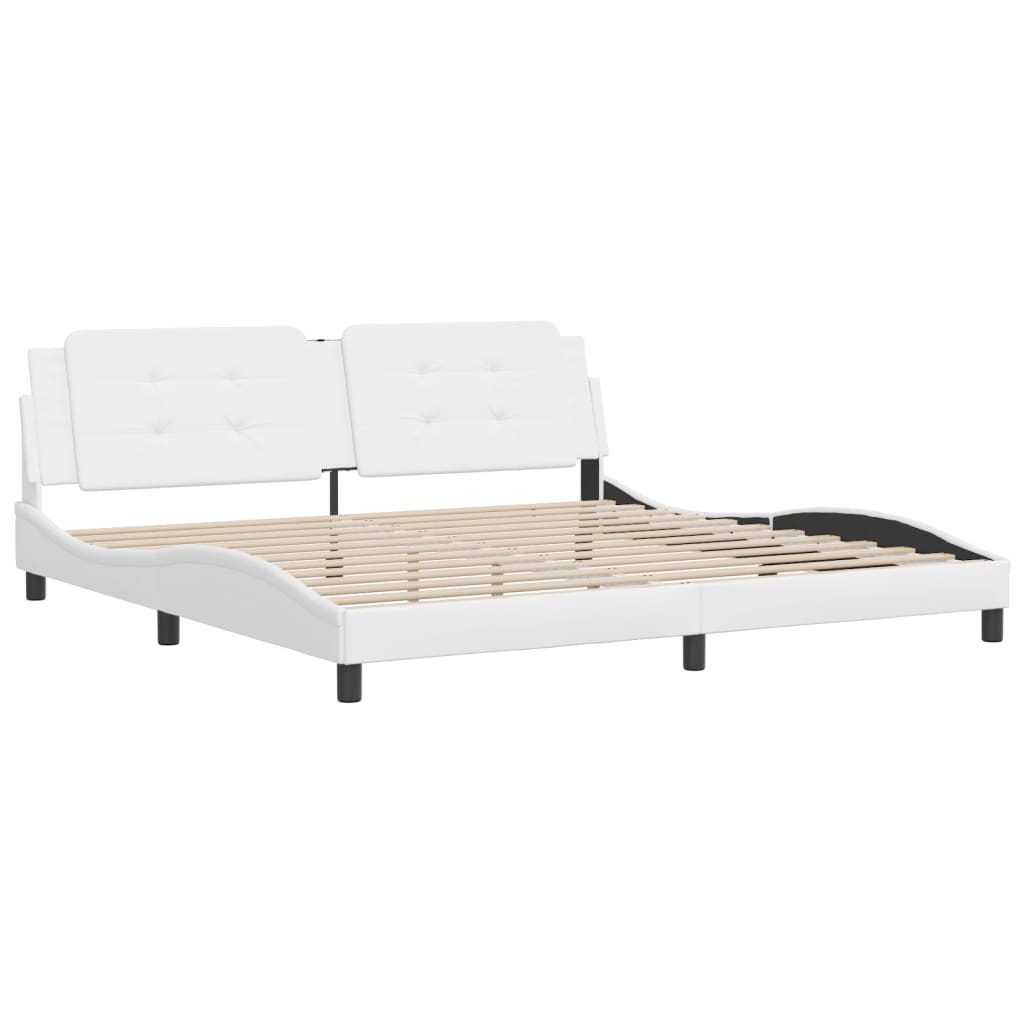vidaXL Bedframe met hoofdbord kunstleer wit 200x200 cm afbeelding