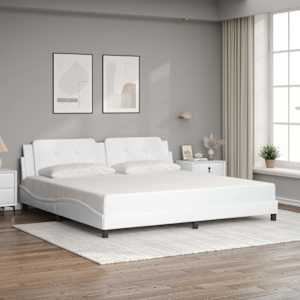 Posteljni okvir brez vzmetnice Zadar bel 200x200 cm umetno usnje