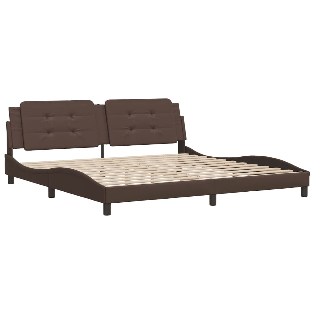 vidaXL Bedframe met hoofdbord kunstleer bruin 200x200 cm afbeelding