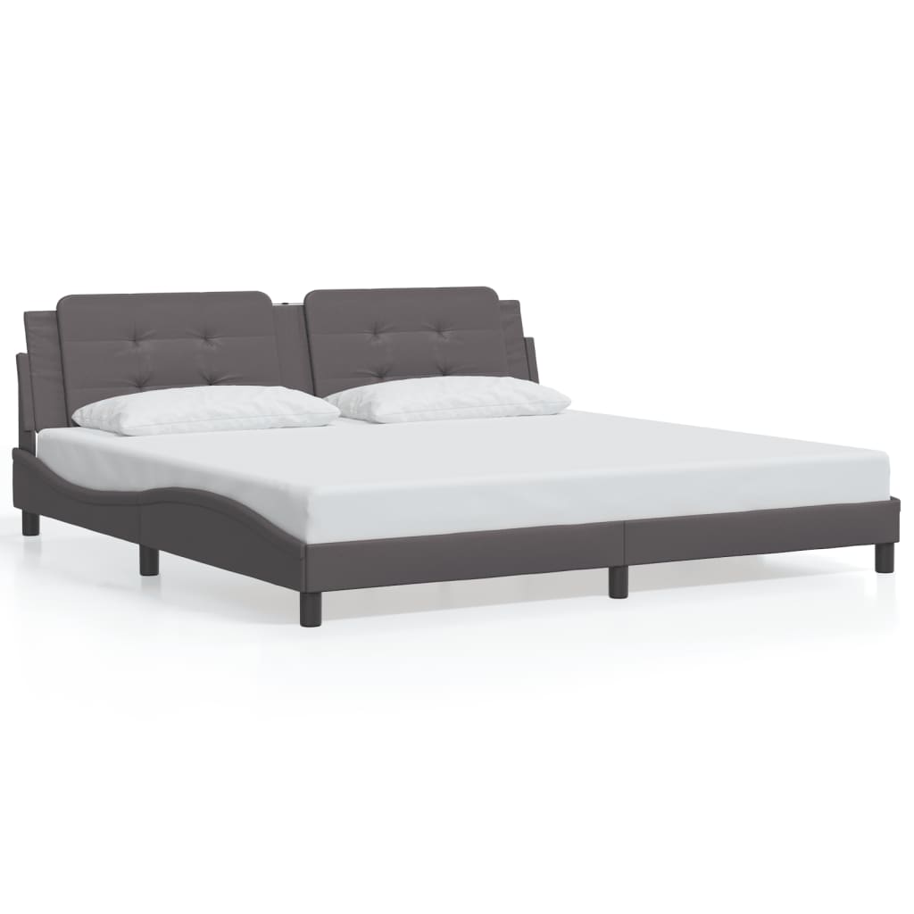 vidaXL Rám postele s čelem šedý 200x200 cm umělá kůže
