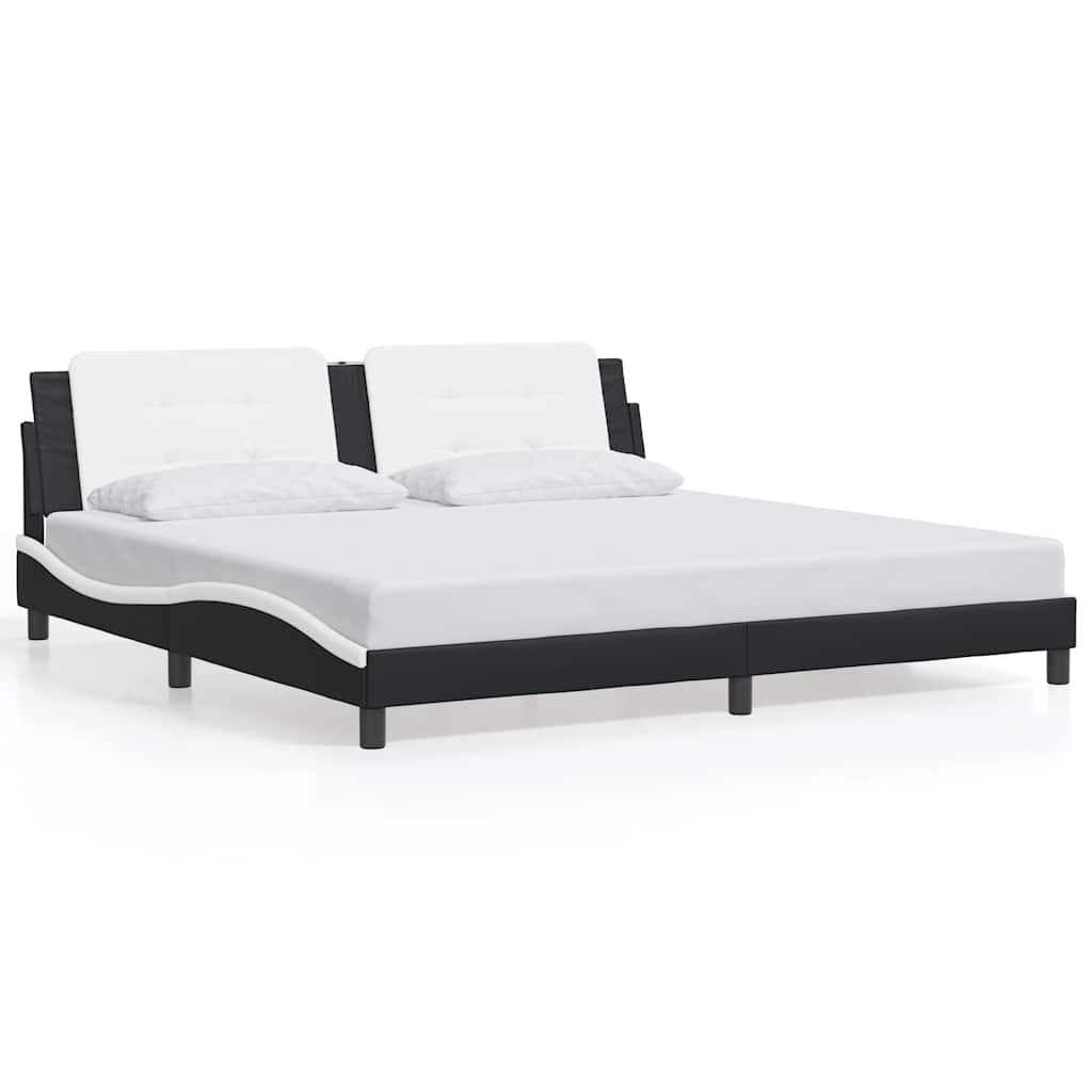 vidaXL Bedframe zonder matras "Zadar" kunstleer zwart en wit 200x200 cm, foto 3