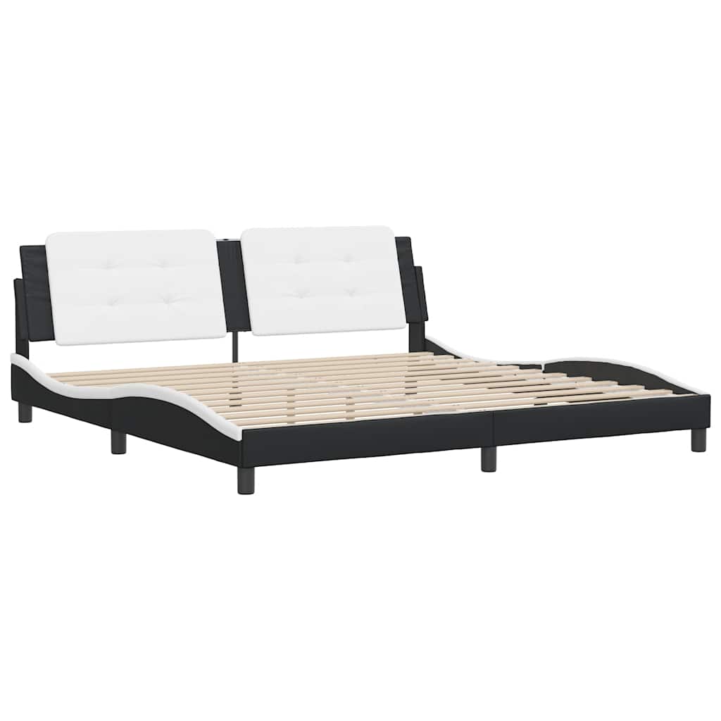 vidaXL Bedframe zonder matras "Zadar" kunstleer zwart en wit 200x200 cm, foto 2