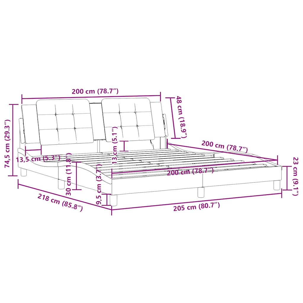 Rám postele bez matrace Zadar černý a bílý 200 x 200 cm umělá kůže - obrázek 13