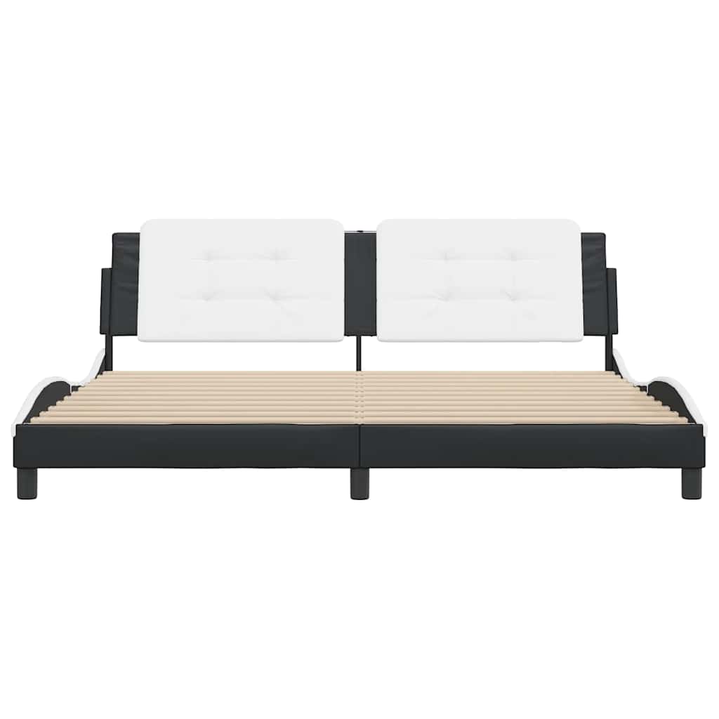 vidaXL Bedframe zonder matras "Zadar" kunstleer zwart en wit 200x200 cm, foto 4
