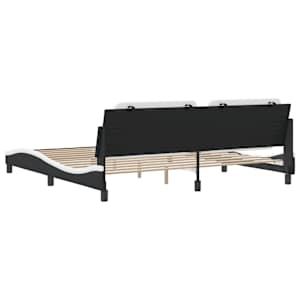 Rám postele bez matrace Zadar černý a bílý 200 x 200 cm umělá kůže - obrázek 6