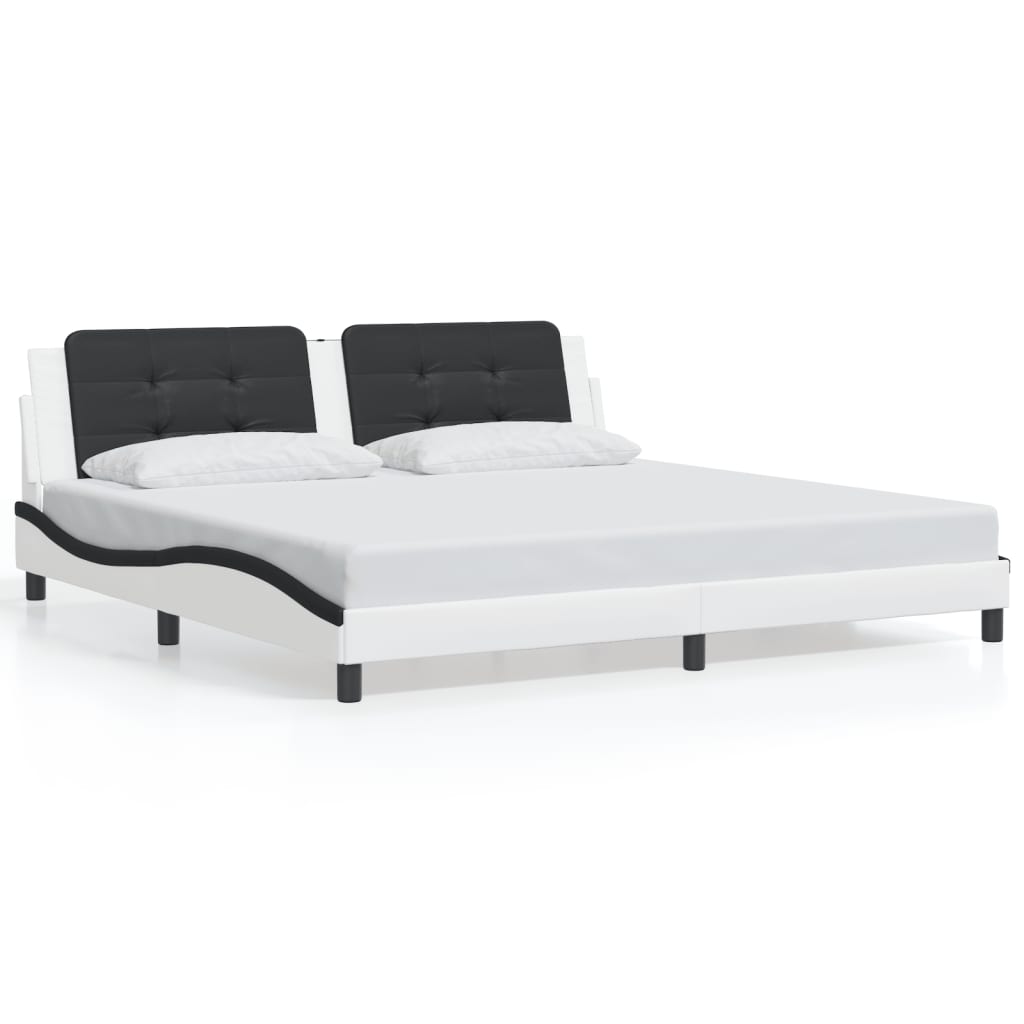 vidaXL Rám postele s čelem bílý a černý 200 x 200 cm umělá kůže