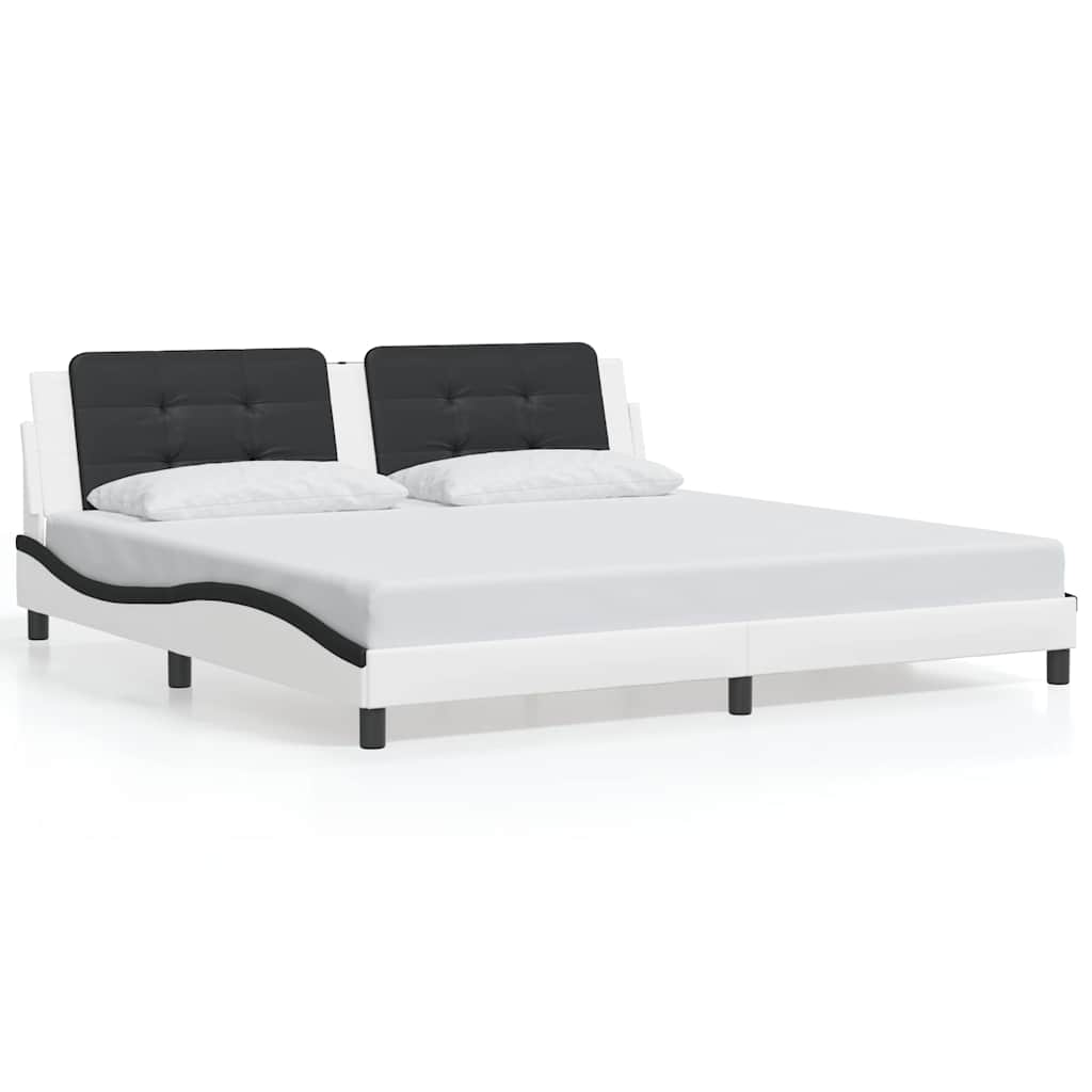 vidaXL Bedframe zonder matras "Zadar" kunstleer wit en zwart 200x200 cm, foto 3
