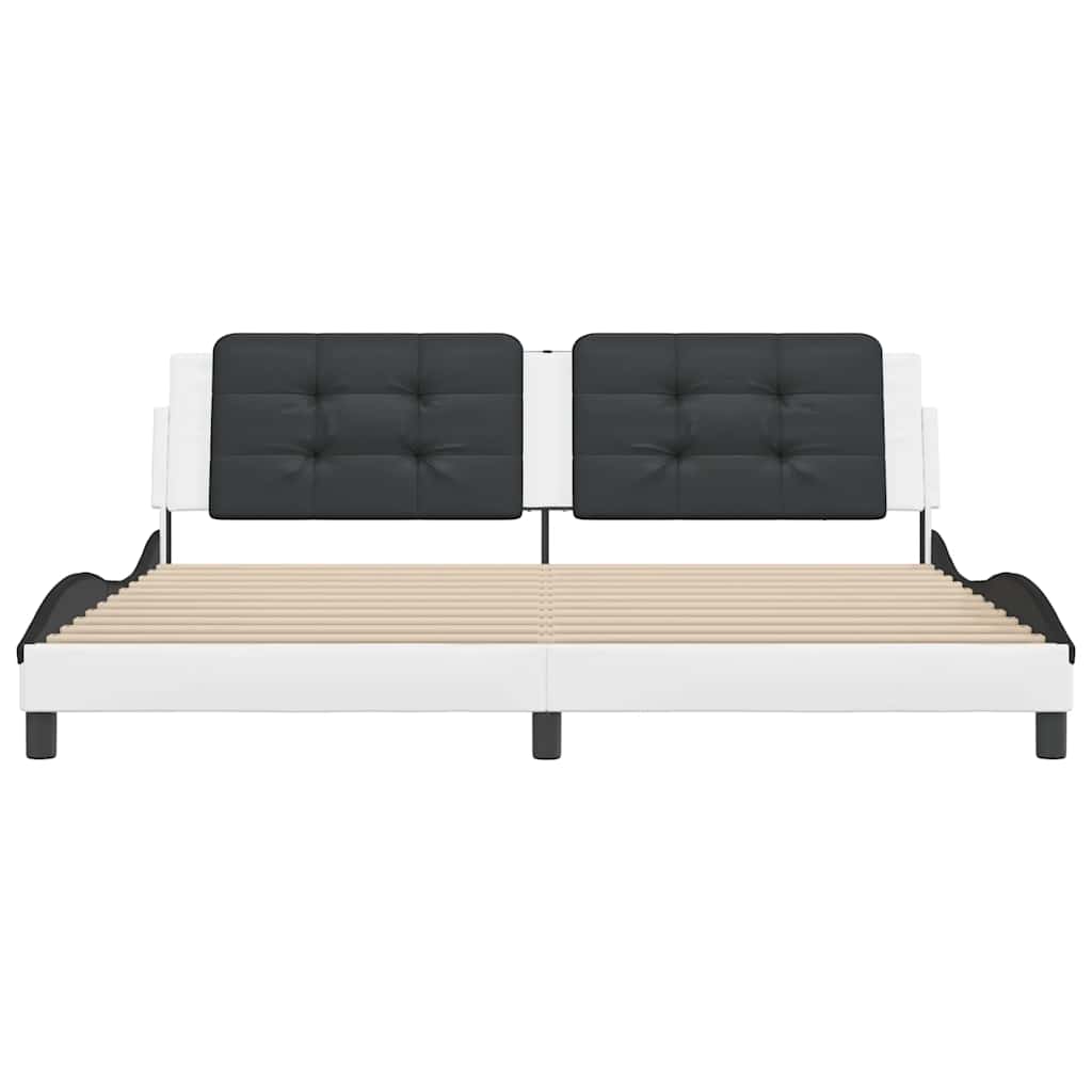 vidaXL Bedframe zonder matras "Zadar" kunstleer wit en zwart 200x200 cm, foto 4