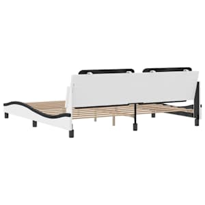 Rám postele bez matrace Zadar bílý a černý 200 x 200 cm umělá kůže - obrázek 6