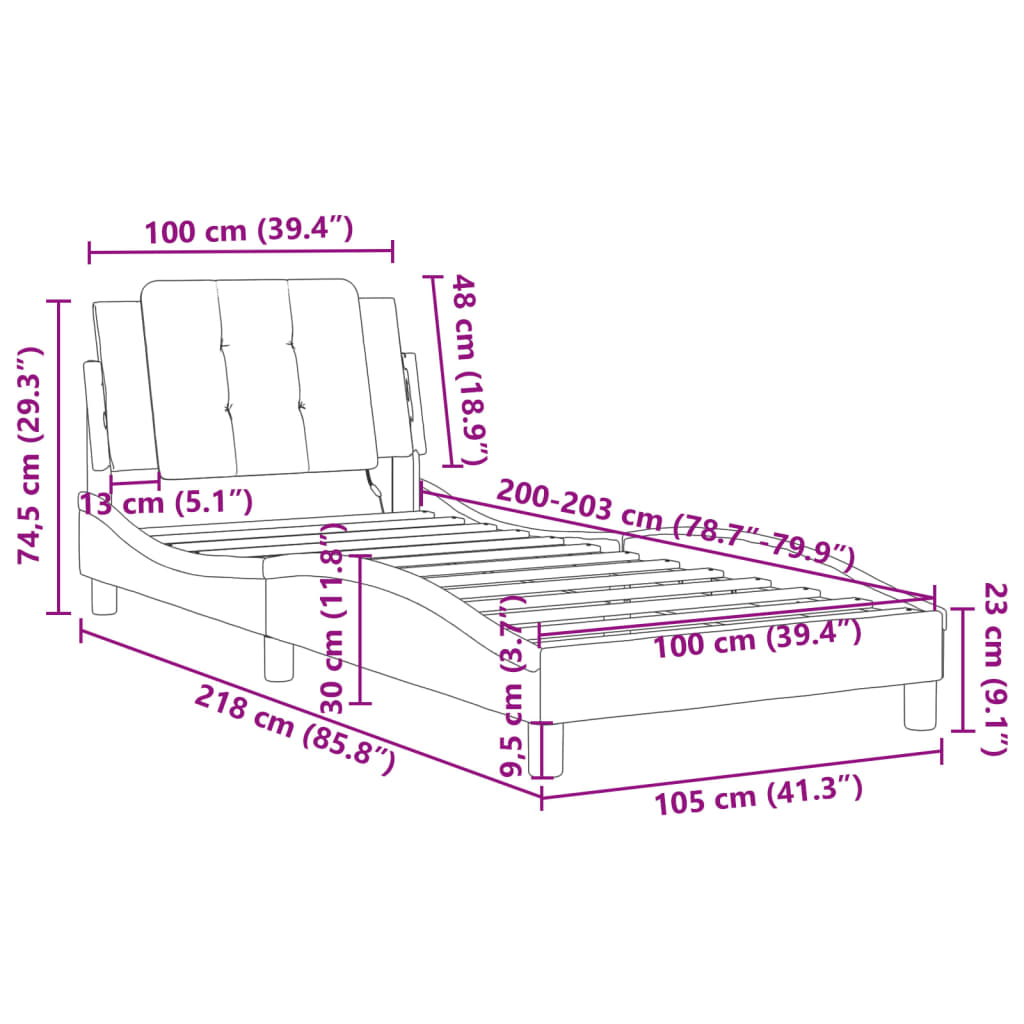 Bed Frame with Headboard Platform Base Bedroom Furniture Faux Leather vidaXL - Picture 48 of 53
