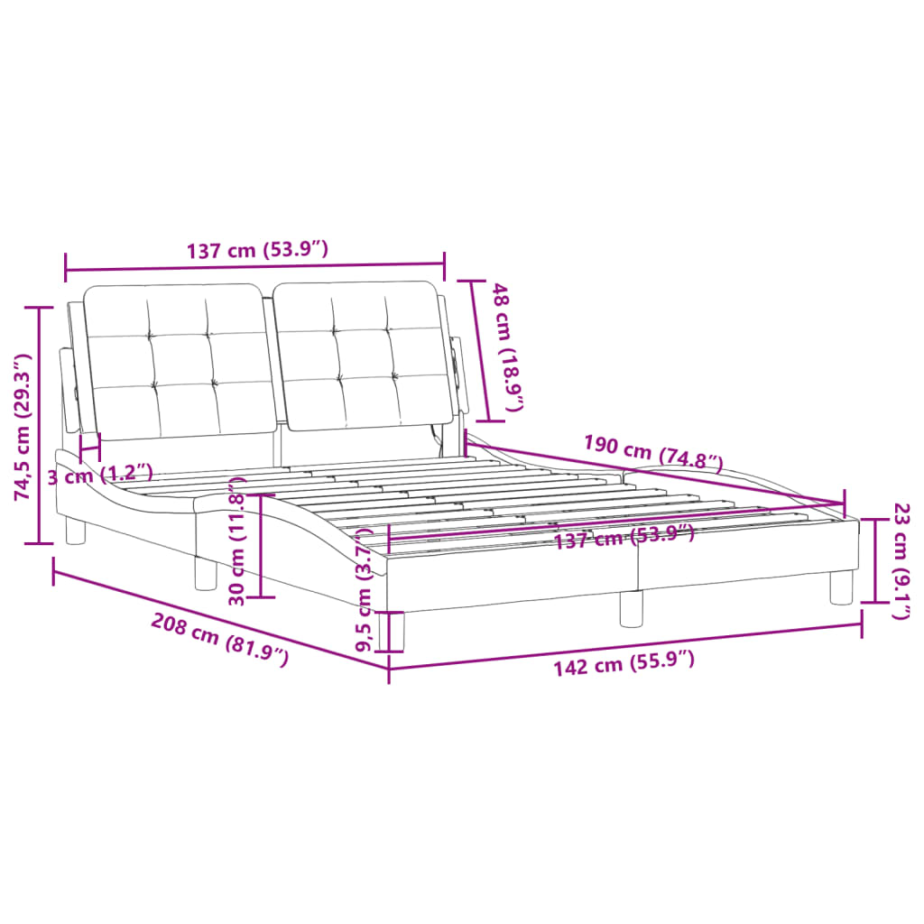 Bed Frame with Headboard Platform Base Bedroom Furniture Faux Leather vidaXL - Picture 12 of 53