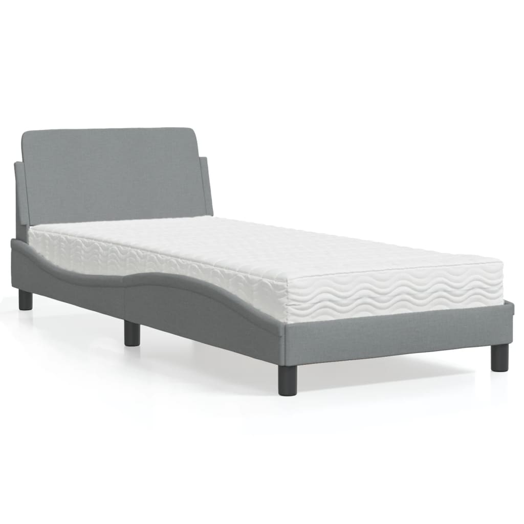 vidaXL Bett mit Matratze Hellgrau 80x200 cm Stoff