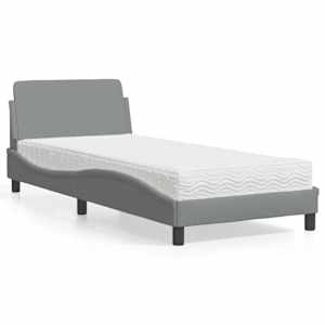 Postelja z vzmetnico Dover svetlo siva 80x200 cm blago