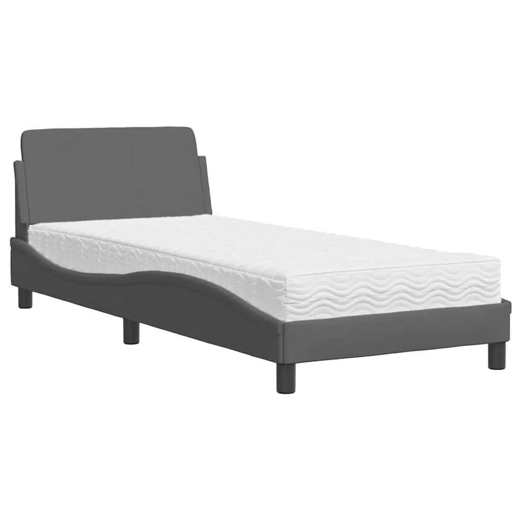 vidaXL Bed met matras "Dover" stof donkergrijs 80x200 cm grijs, foto 3
