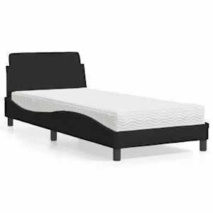 Postelja z vzmetnico Dover črna 80x200 cm blago
