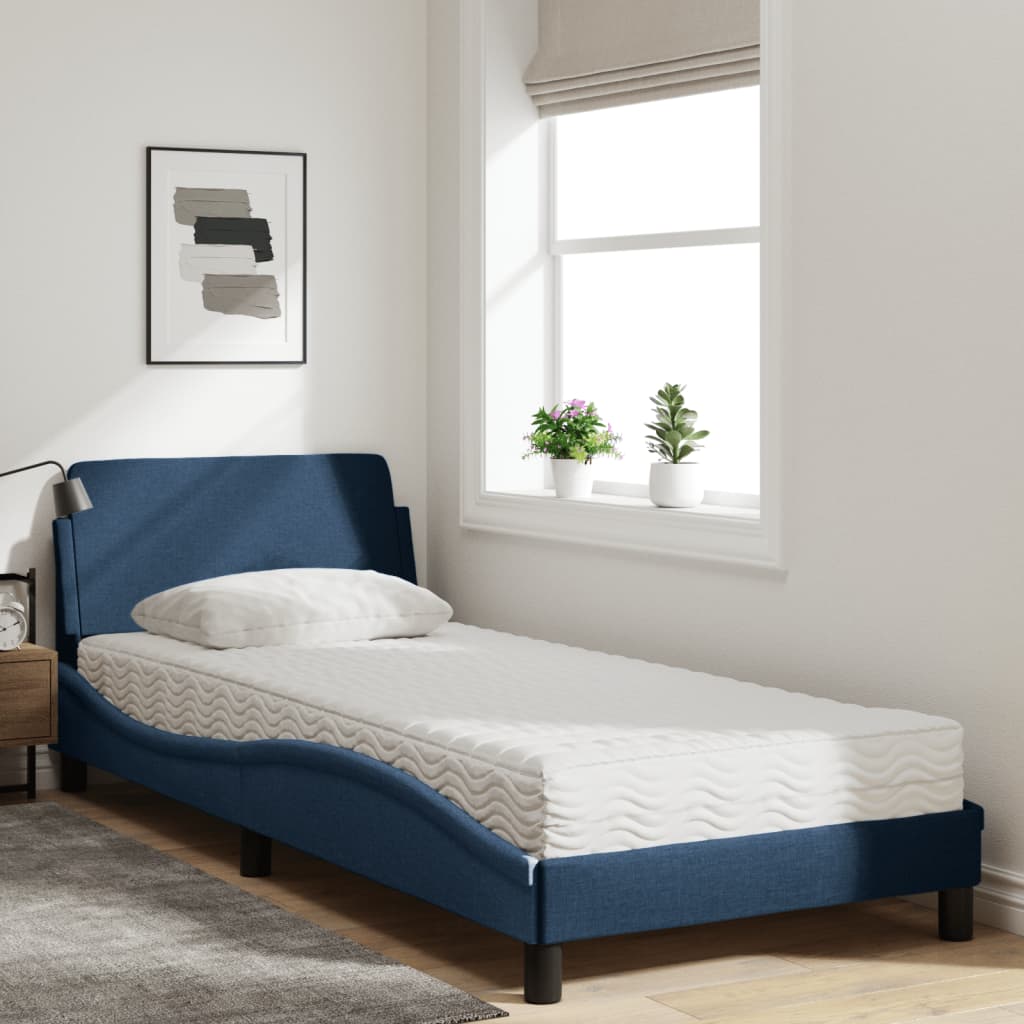 Thumbnail - vidaXL Bett mit Matratze "Dover" Blau 80x200 cm Stoff