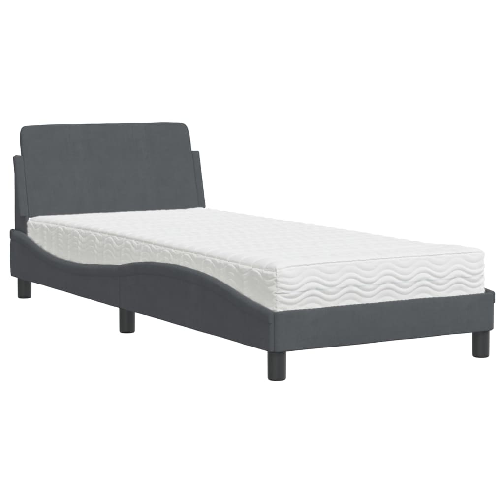 E-shop vidaXL Posteľ s matracom Dover tmavosivý 80x200 cm zamat
