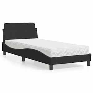 Postelja z vzmetnico Dover črna 80x200 cm žamet