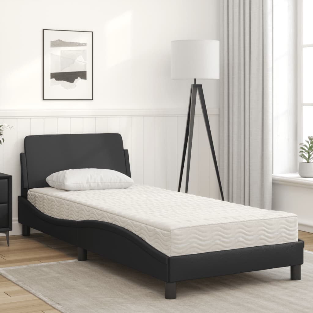 Thumbnail - vidaXL Bett mit Matratze "Dover" Schwarz 80x200 cm Kunstleder