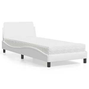 Postelja z vzmetnico Dover bela 80x200 cm umetno usnje