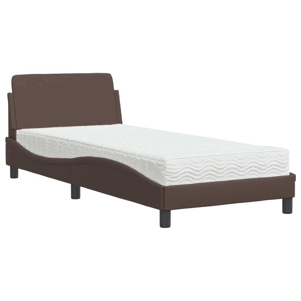 Thumbnail - vidaXL Bett mit Matratze "Dover" Braun 80x200 cm Kunstleder