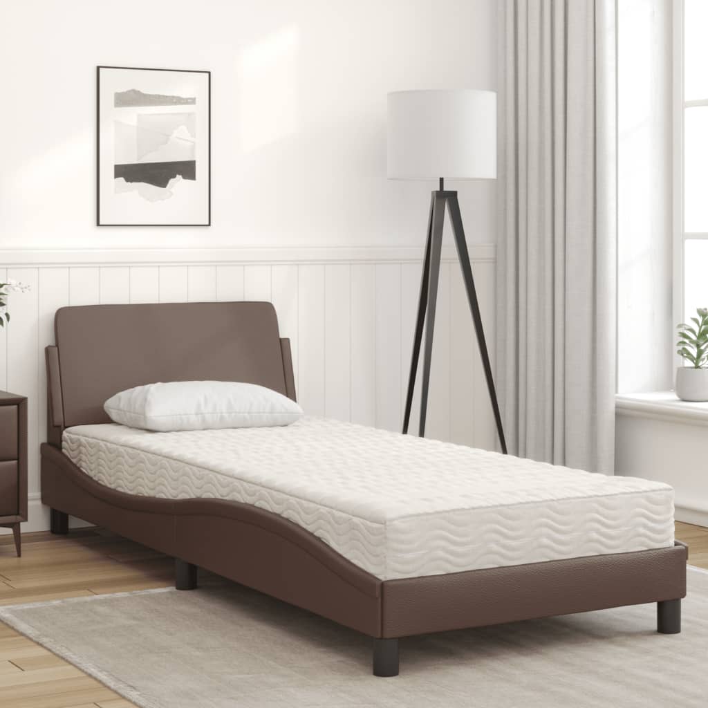 Thumbnail - vidaXL Bett mit Matratze "Dover" Braun 80x200 cm Kunstleder