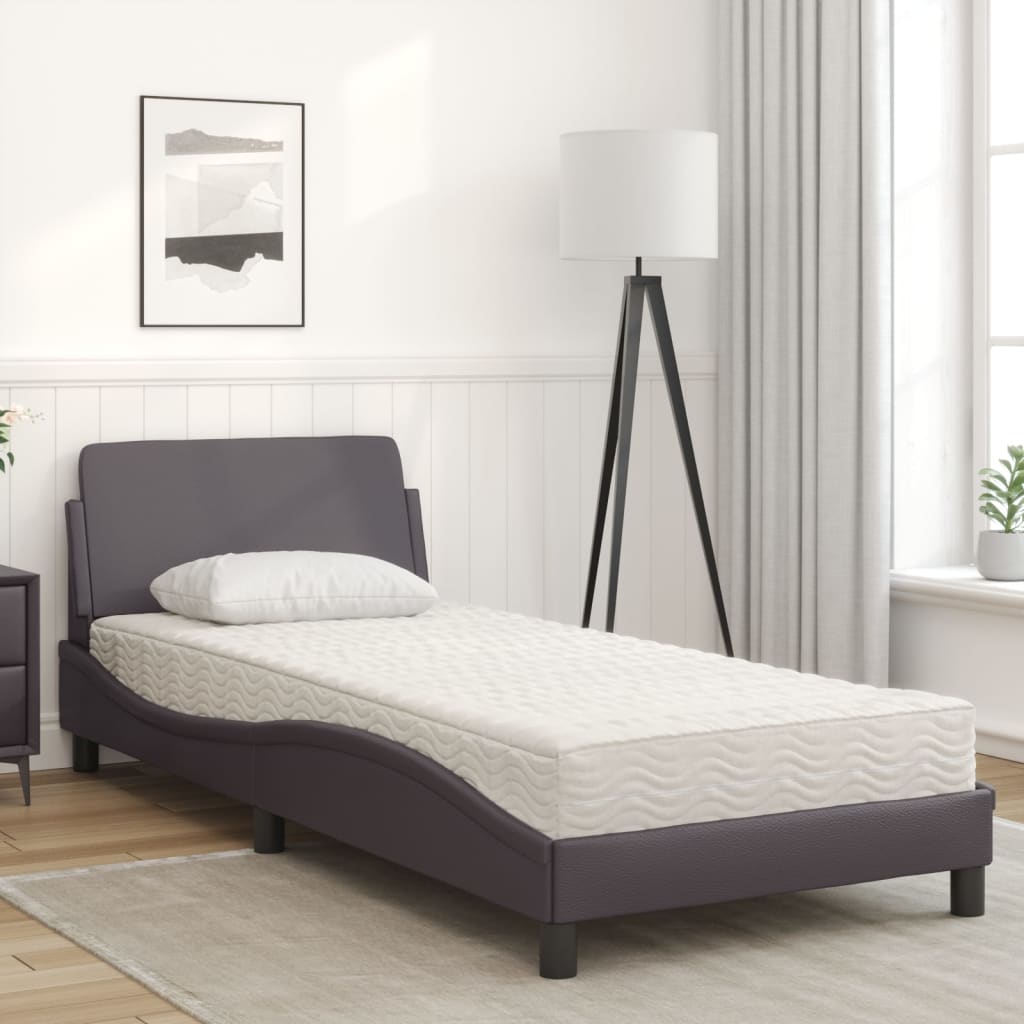 vidaXL Bed met matras kunstleer grijs 80x200 cm afbeelding