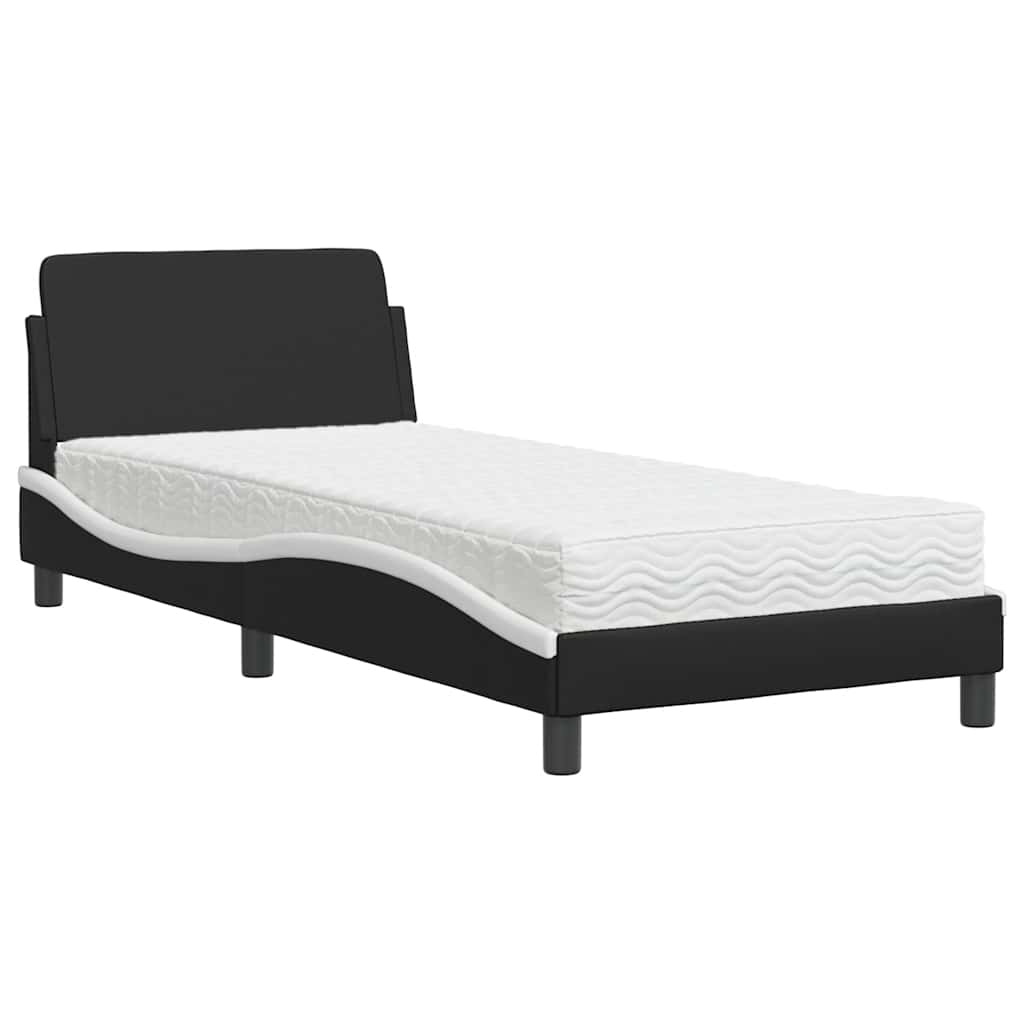 vidaXL Bed met matras "Dover" kunstleer zwart en wit 80x200 cm, foto 3