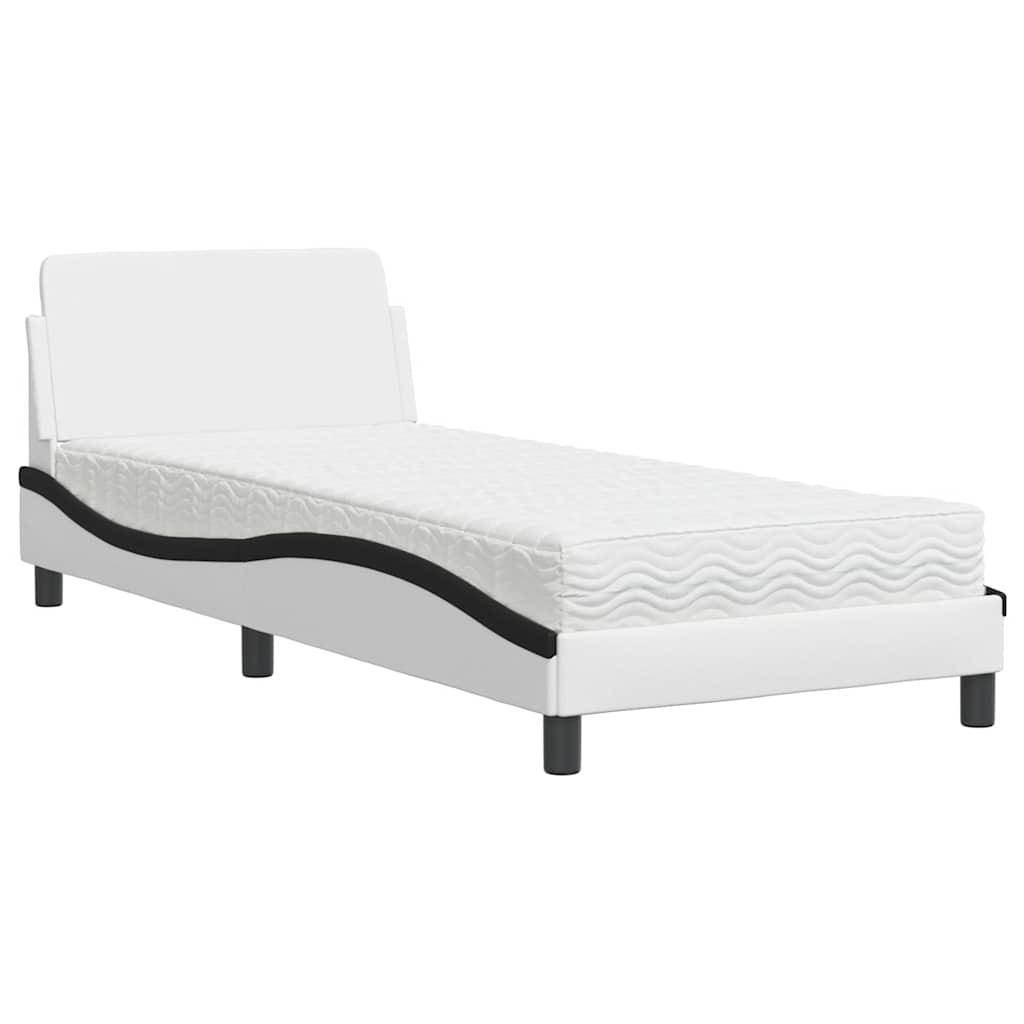 vidaXL Bed met matras "Dover" kunstleer zwart en wit 80x200 cm, foto 3