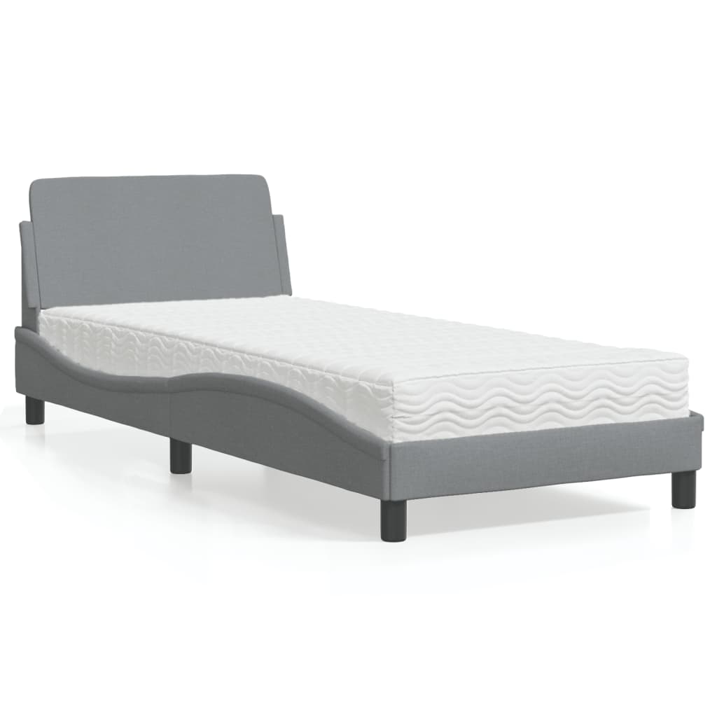 vidaXL Bett mit Matratze "Dover" Hellgrau 90x190 cm Stoff